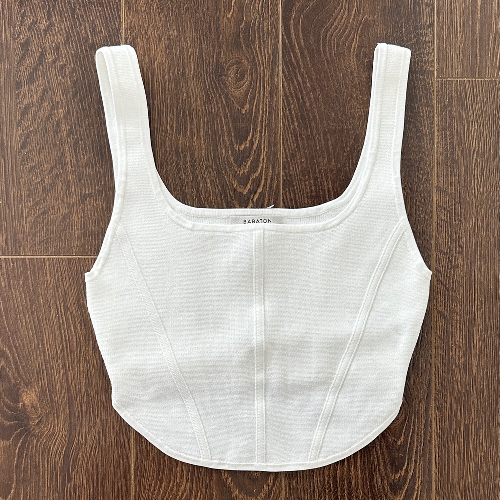 Aritzia Babaton Cream Square-Neck Cropped Tank